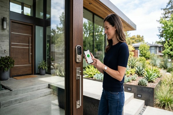 Smart lock keypad deadbolt installation in San Jose residential home