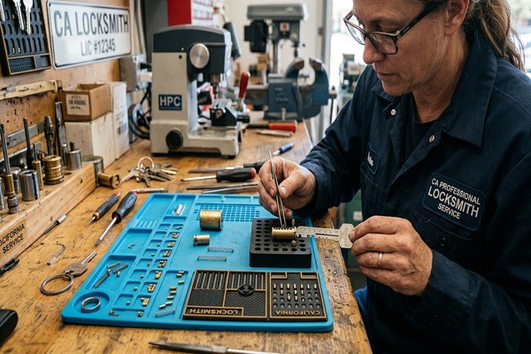 Locksmith rekeying door lock cylinder for San Jose homeowner